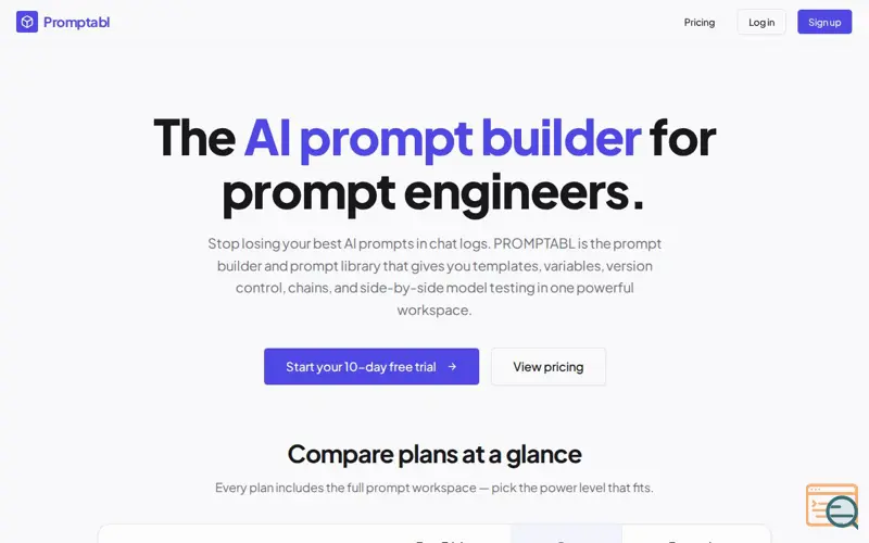 Screenshot of PROMPTABL