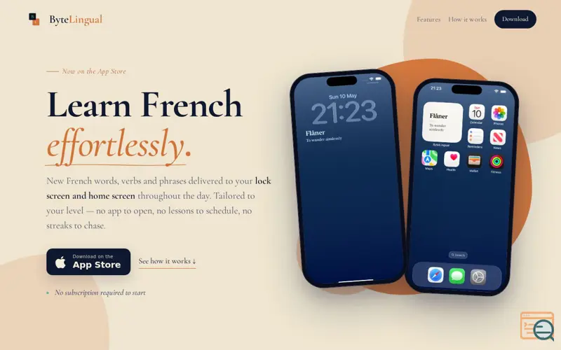 Screenshot of ByteLingual: French Widget