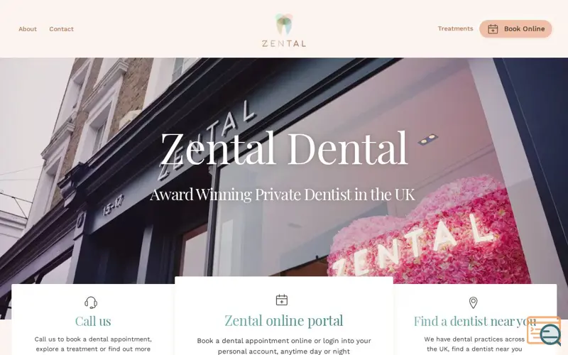 Screenshot of Zental Dental, a launch using Rocketseed