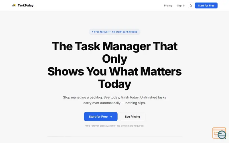Screenshot of TaskToday