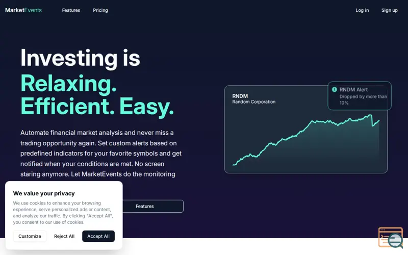Screenshot of MarketEvents