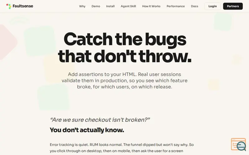 Screenshot of Faultsense
