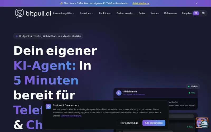 Screenshot of bitpull.ai by NEOB Technology