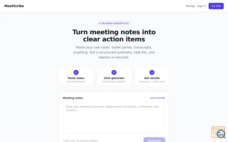 Screenshot of MeetScribe