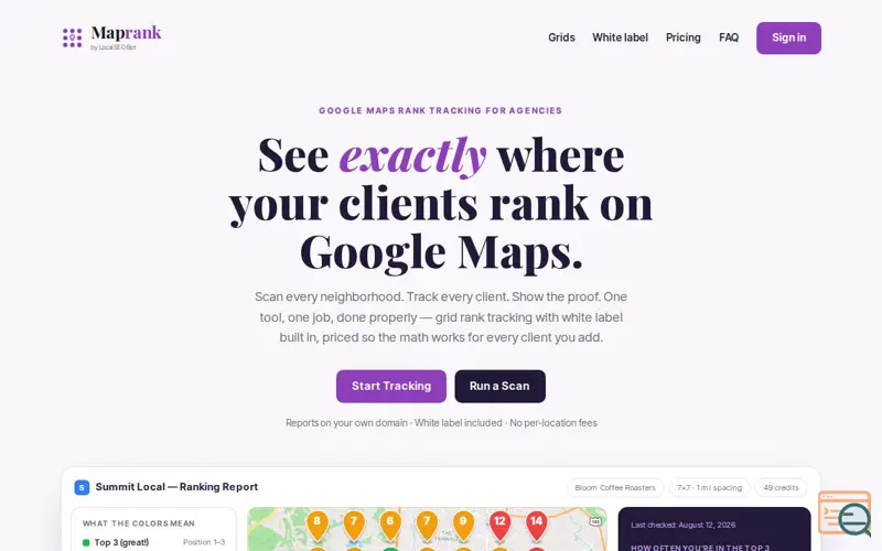 Screenshot of Map Rank - Google Map Ranking Tracker
