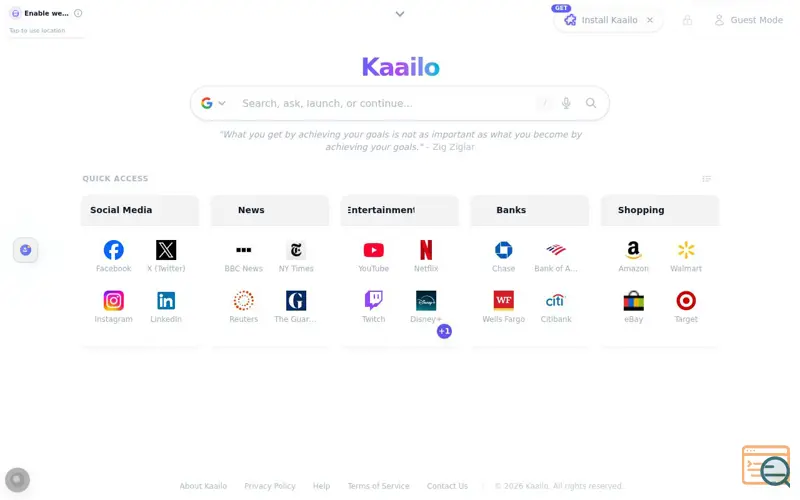 Screenshot of Kaailo, a launch using Open-Meteo
