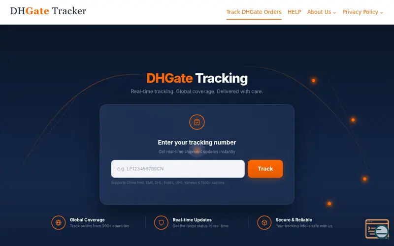 Screenshot of dh Gate Tracking