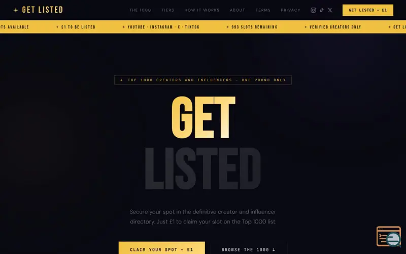 Screenshot of Get Listed
