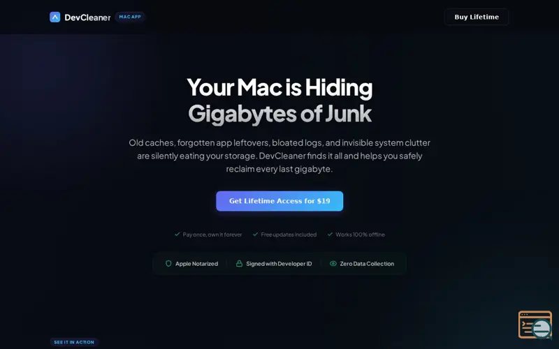 Screenshot of Mydevcleaner