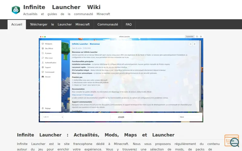 Screenshot of Infinite Launcher — Minecraft Launcher
