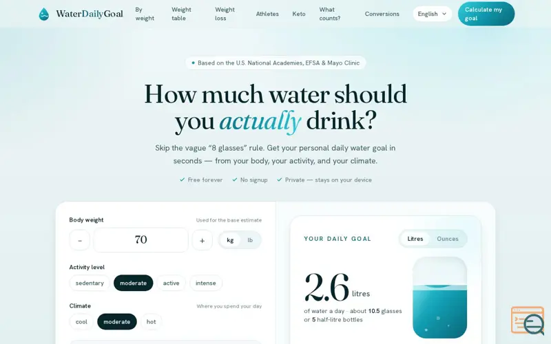 Screenshot of WaterDailyGoal