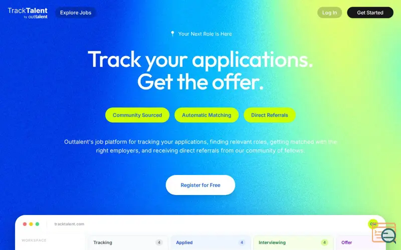 Screenshot of TrackTalent