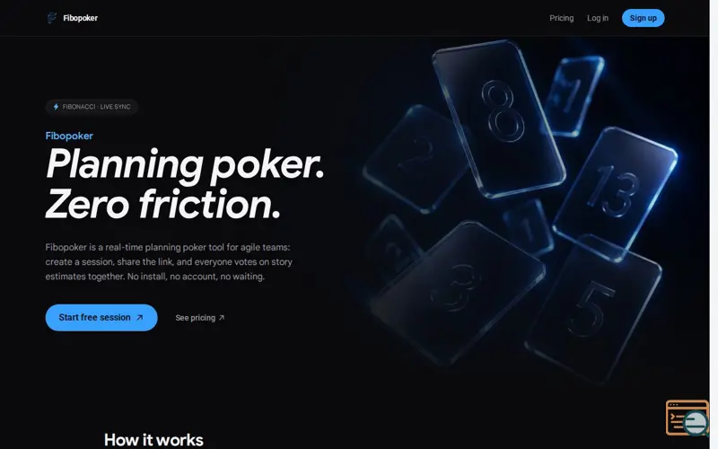 Screenshot of Fibopoker - Real-time Planning Poker for Agile Teams