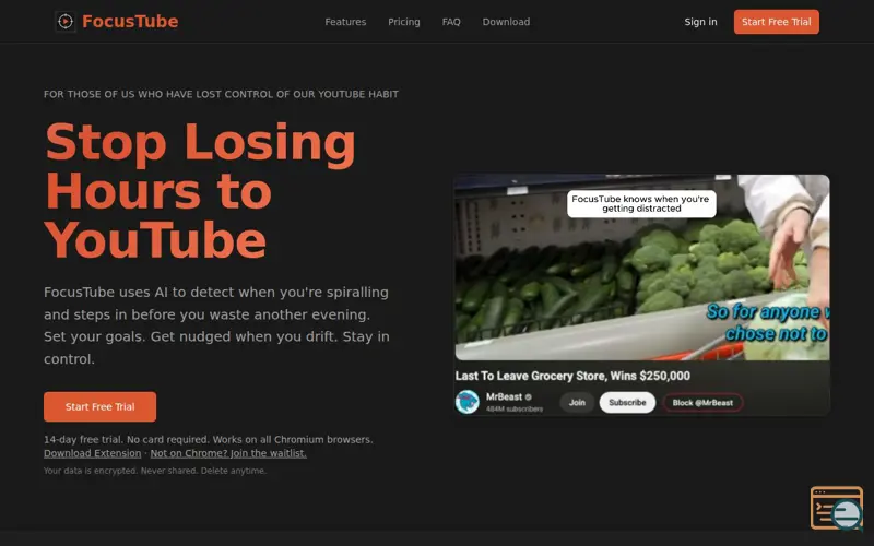 Screenshot of FocusTube