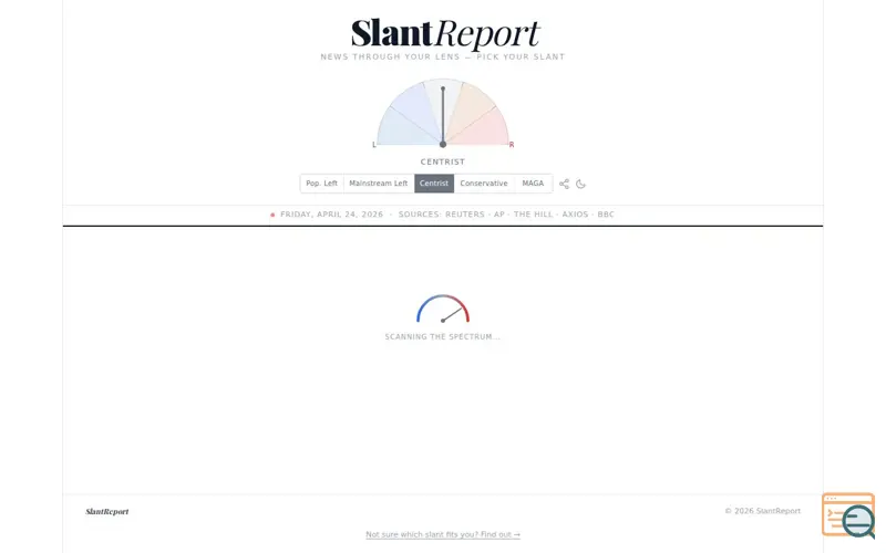 Screenshot of SlantReport