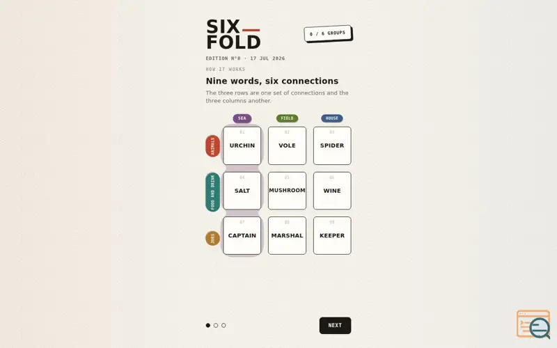 Screenshot of Sixfold
