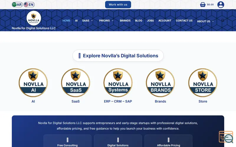 Screenshot of Novlla for Digital Solutions LLC