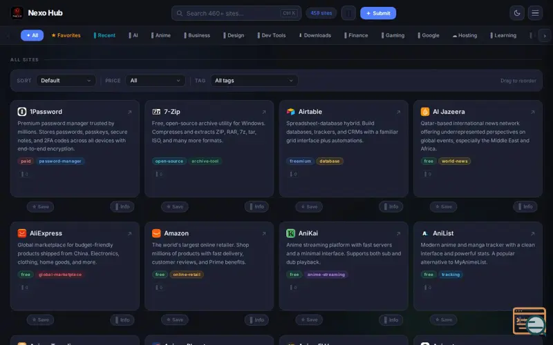 Screenshot of Nexo Hub