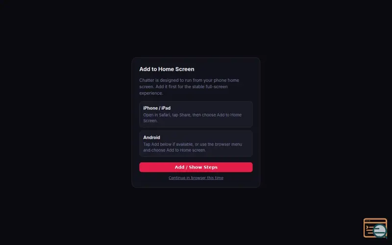 Screenshot of Chatter — Anonymous chat, no sign-up