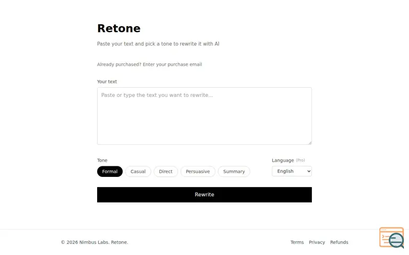 Screenshot of Retone