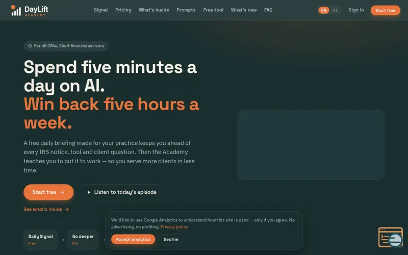Screenshot of DayLift Academy