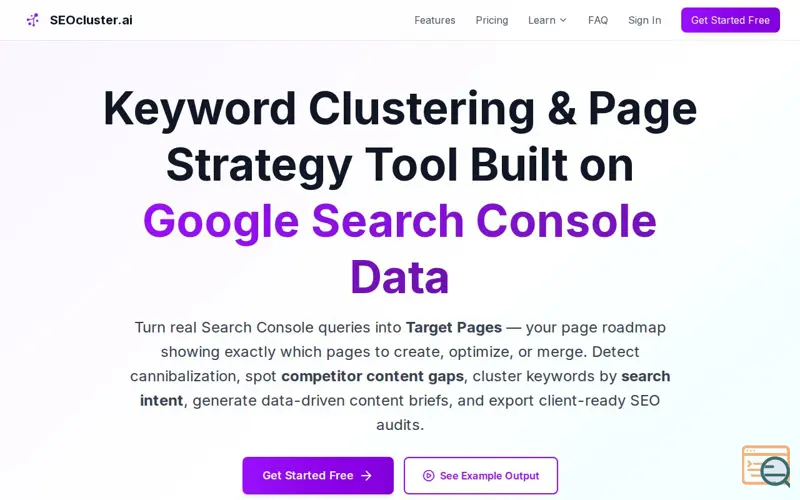 Screenshot of SEOcluster.ai