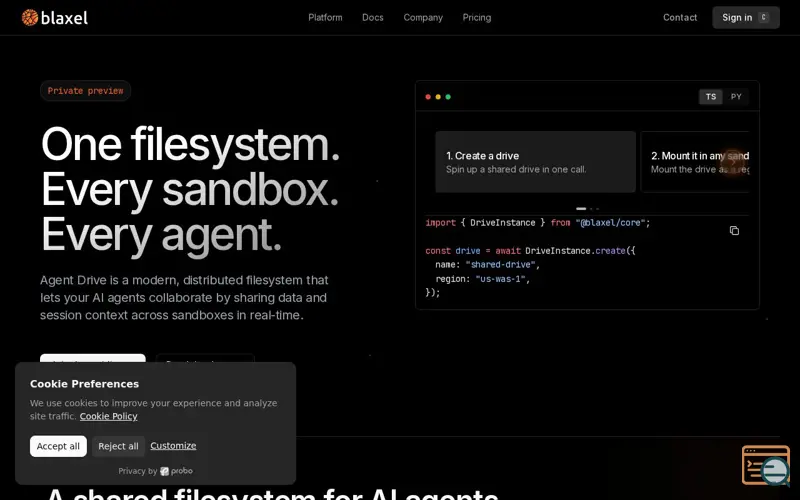 Screenshot of Blaxel Agent Drive