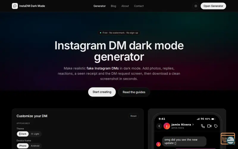 Screenshot of InstaDM Dark Mode