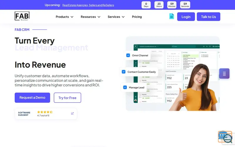 Screenshot of FAB CRM Software