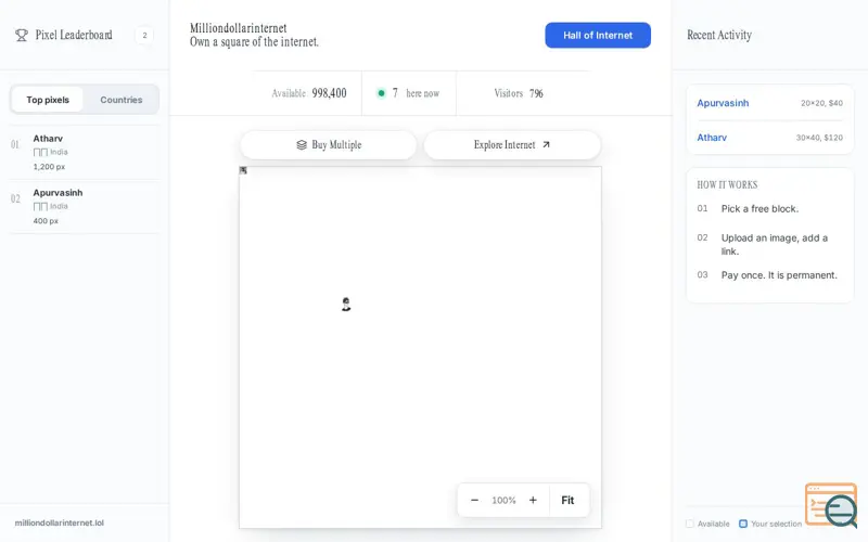 Screenshot of Milliondollarinternet