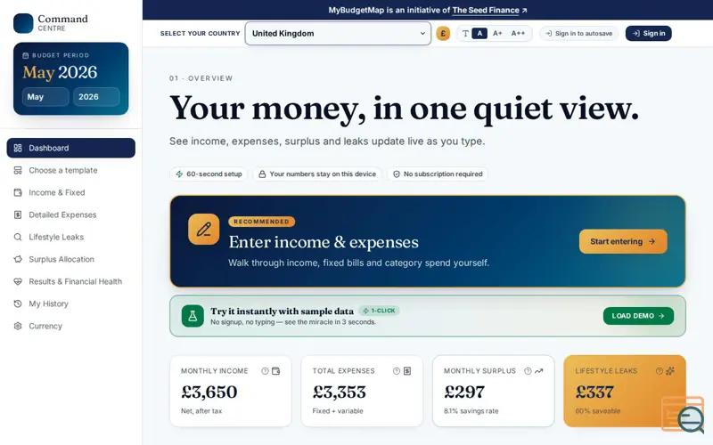 Screenshot of MyBudgetMap