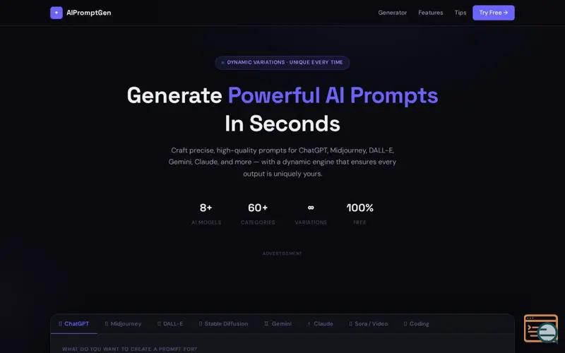 Screenshot of AIPromptGen