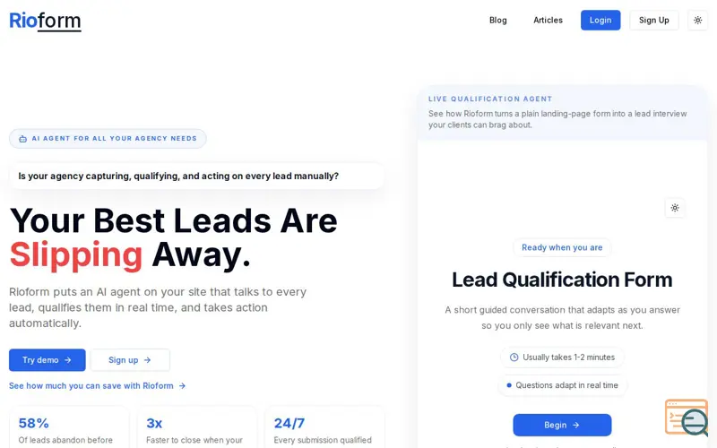 Screenshot of Rioform, a launch using Mouseflow