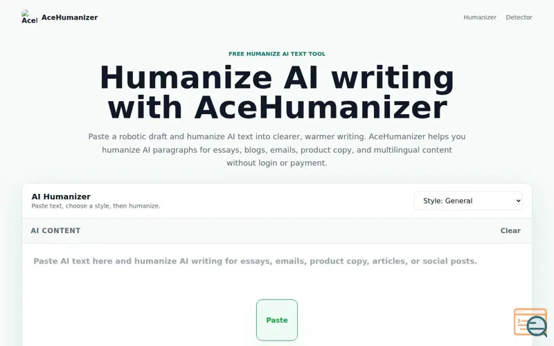 Screenshot of AceHumanizer