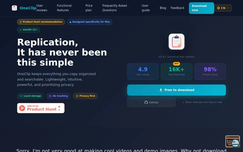 Screenshot of OneClip