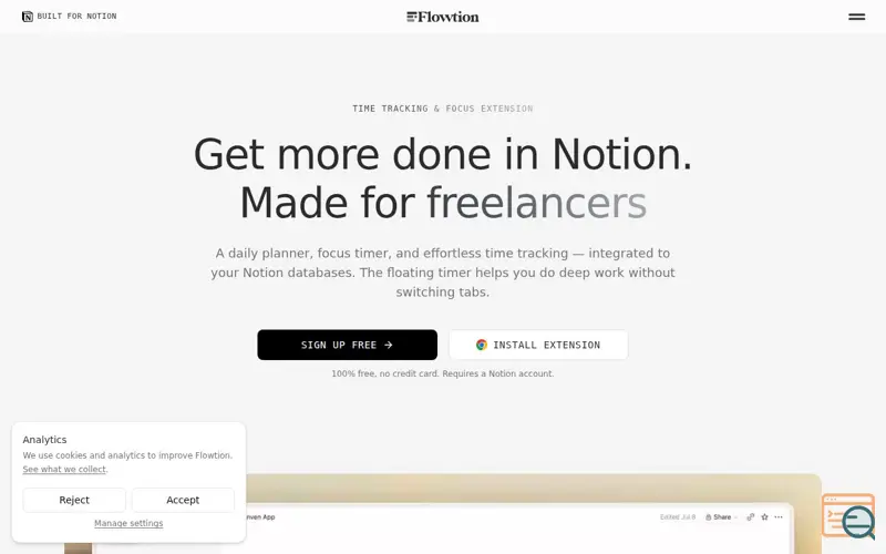 Screenshot of Flowtion, a launch using Motion