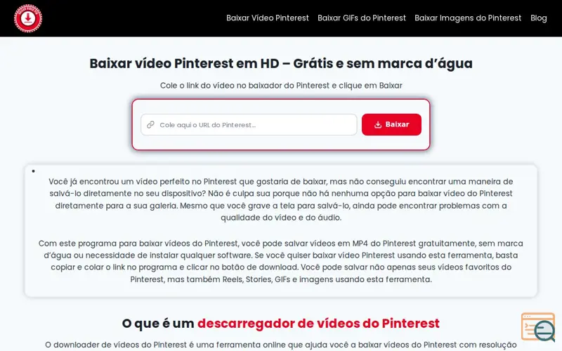 Screenshot of Baixar Video Pin