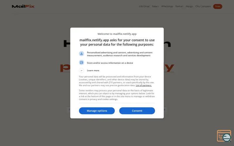 Screenshot of MailFix