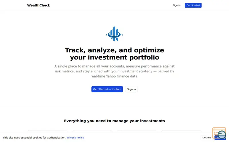 Screenshot of WealthCheck