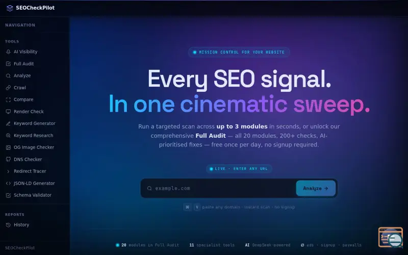 Screenshot of SEO Check Pilot