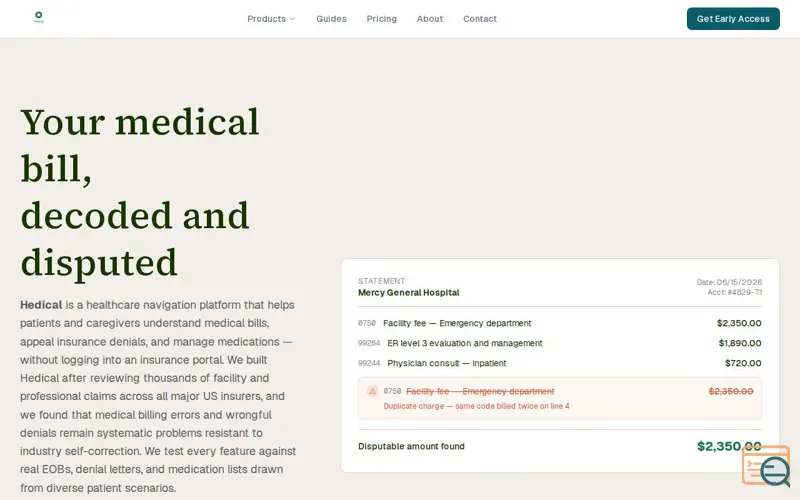 Screenshot of Hedical