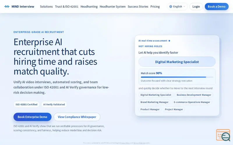 Screenshot of MIND INTERVIEW For Company