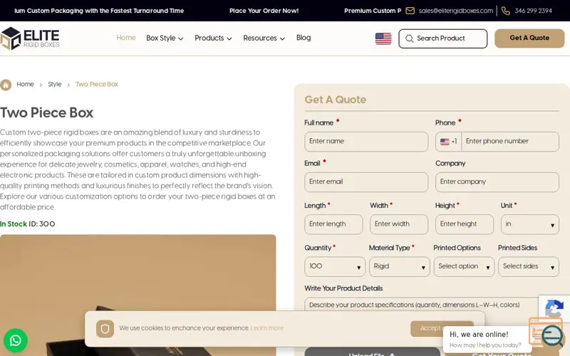 Screenshot of Premium Elite Rigid Boxes
