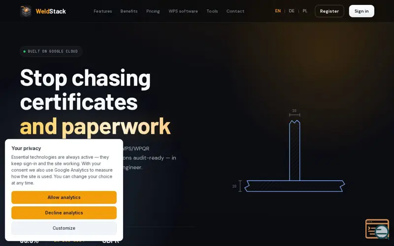 Screenshot of WeldStack