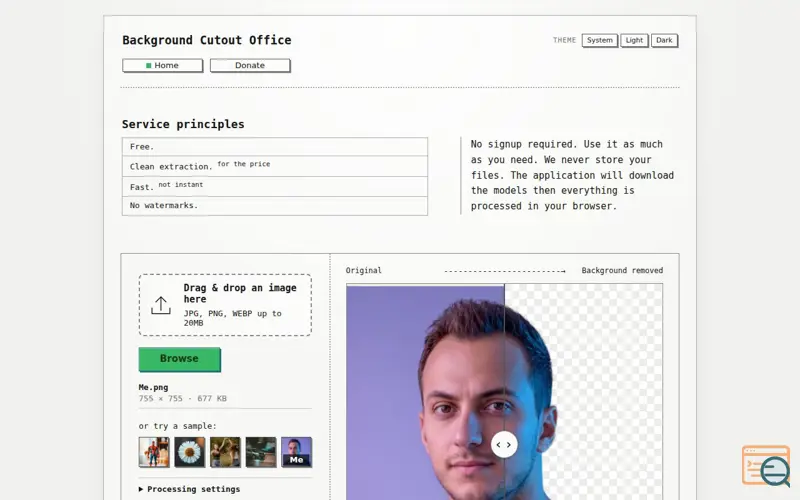 Screenshot of Background Cutout Office