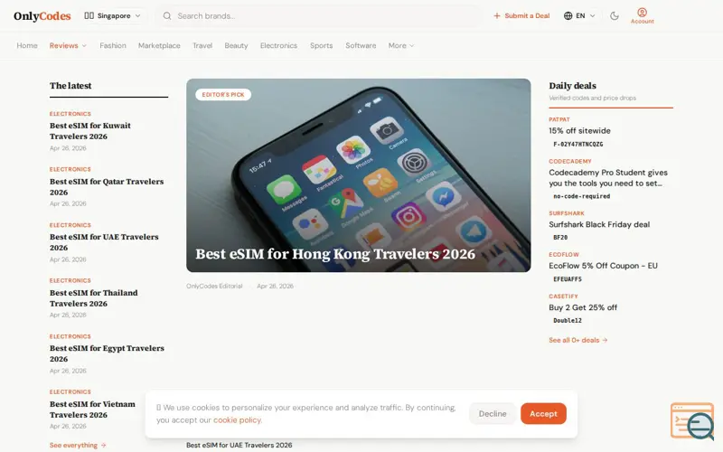 Screenshot of OnlyCodes