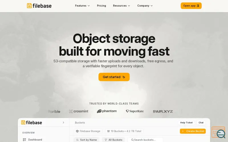 Screenshot of Filebase, a launch using Filebase