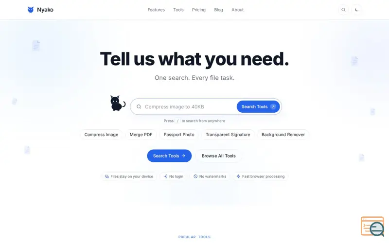 Screenshot of Nyako | Free PDF, Image & File Tools | No Login, No Watermarks