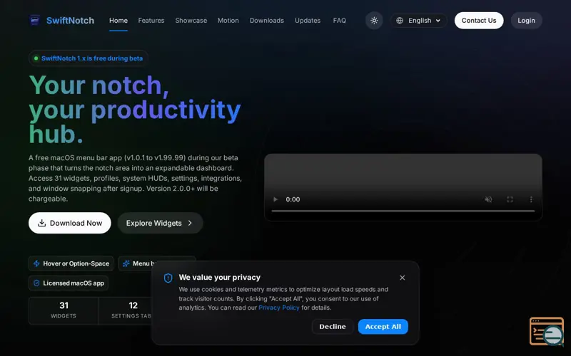 Screenshot of SwiftNotch