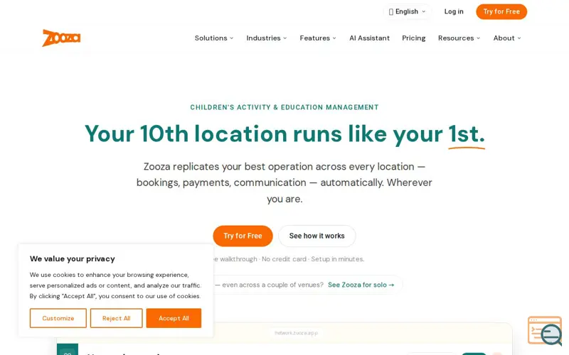 Screenshot of Zooza
